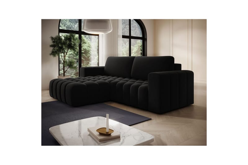 Sektionssoffa Eltap Bonett 250x175x92 cm - Matt Velvet 99, Blå, Vänster - Möbler - Soffa - Bäddsoffa - Bäddsoffa divan