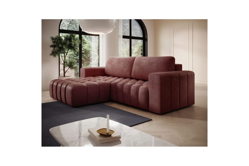 Sektionssoffa Eltap Bonett 250x175x92 cm - Monolith 63, Rosa, Vänster - Möbler - Soffa - Bäddsoffa - Bäddsoffa divan
