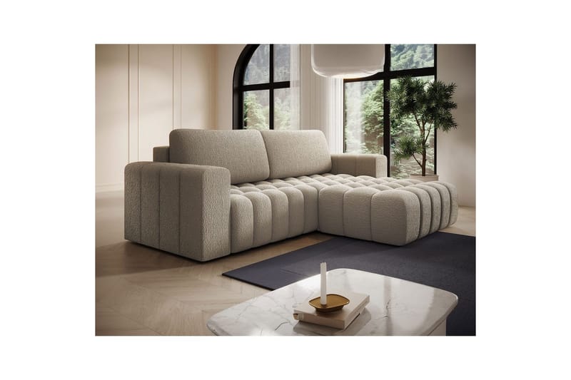 Sektionssoffa Eltap Bonett 250x175x92 cm - Royal 20, Beige, Höger - Möbler - Soffa - Bäddsoffa - Bäddsoffa divan