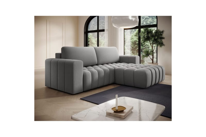 Sektionssoffa Eltap Bonett 250x175x92 cm - Paros 05, Ljusgrå, Höger - Möbler - Soffa - Bäddsoffa - Bäddsoffa divan