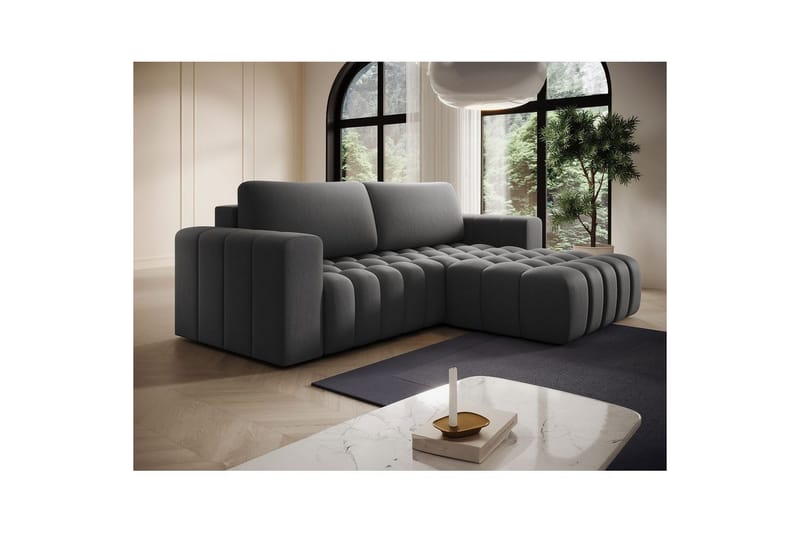 Sektionssoffa Eltap Bonett 250x175x92 cm - Paros 06, Grå, Höger - Möbler - Soffa - Bäddsoffa - Bäddsoffa divan