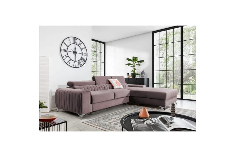 Sektionssoffa Eltap Grayson 278x205x92 cm - Loco 24, Rosa, Höger - Möbler - Soffa - Bäddsoffa - Bäddsoffa divan