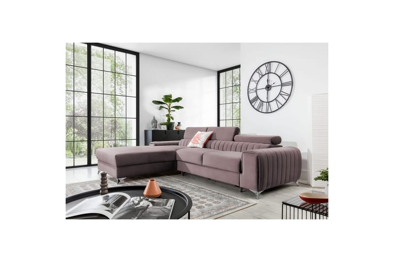 Sektionssoffa Eltap Grayson 278x205x92 cm - Loco 24, Rosa, Vänster - Möbler - Soffa - Bäddsoffa - Bäddsoffa divan