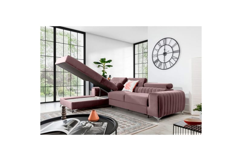 Sektionssoffa Eltap Grayson 278x205x92 cm - Loco 24, Rosa, Vänster - Möbler - Soffa - Bäddsoffa - Bäddsoffa divan