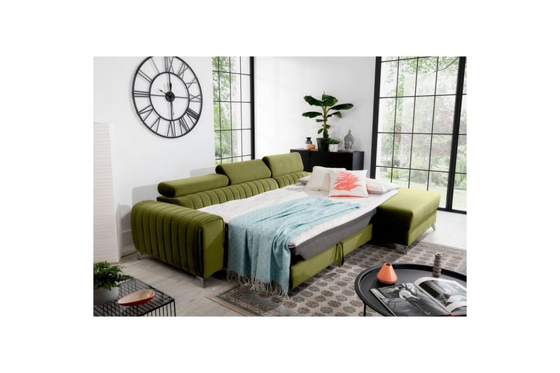 Sektionssoffa Eltap Grayson 278x205x92 cm - Loco 33, Grön, Höger - Möbler - Soffa - Bäddsoffa - Bäddsoffa divan