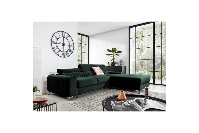 Sektionssoffa Eltap Grayson 278x205x92 cm - Loco 35, Mörkgrön, Höger - Möbler - Soffa - Bäddsoffa - Bäddsoffa divan