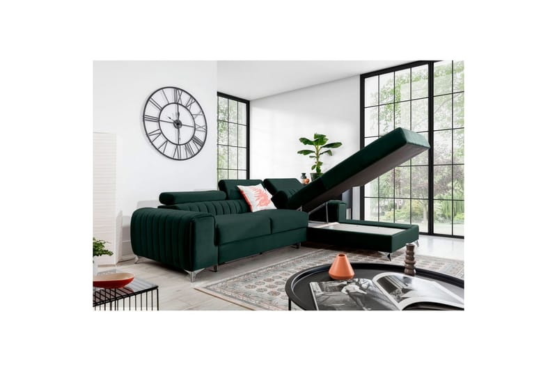 Sektionssoffa Eltap Grayson 278x205x92 cm - Loco 35, Mörkgrön, Höger - Möbler - Soffa - Bäddsoffa - Bäddsoffa divan