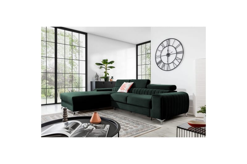 Sektionssoffa Eltap Grayson 278x205x92 cm - Loco 35, Mörkgrön, Vänster - Möbler - Soffa - Bäddsoffa - Bäddsoffa divan