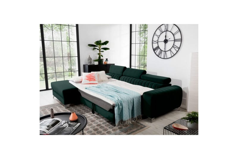 Sektionssoffa Eltap Grayson 278x205x92 cm - Loco 35, Mörkgrön, Vänster - Möbler - Soffa - Bäddsoffa - Bäddsoffa divan
