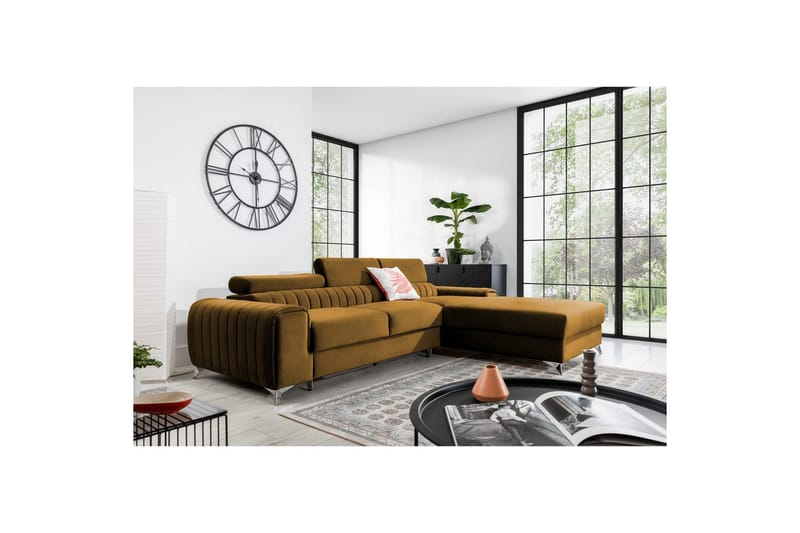 Sektionssoffa Eltap Grayson 278x205x92 cm - Loco 45, Gul, Höger - Möbler - Soffa - Bäddsoffa - Bäddsoffa divan