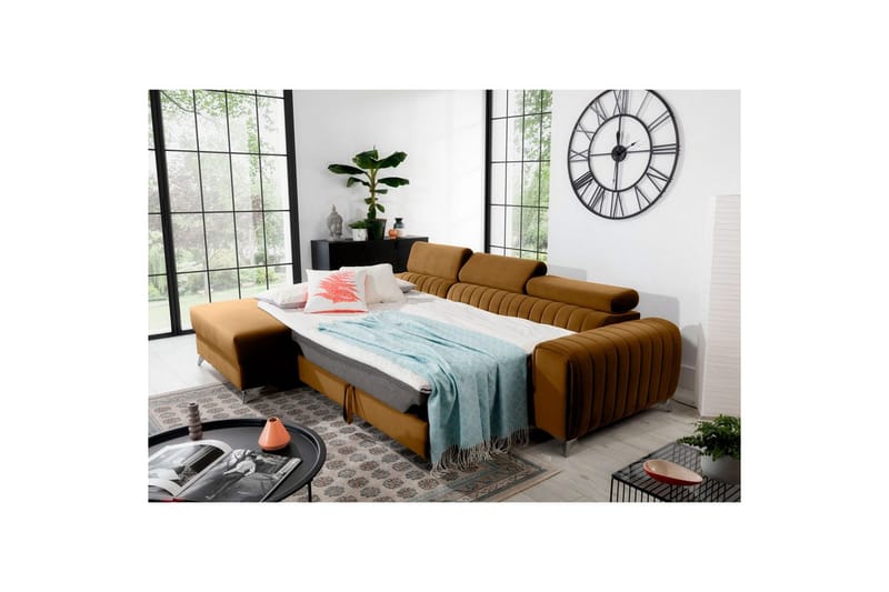 Sektionssoffa Eltap Grayson 278x205x92 cm - Loco 45, Gul, Vänster - Möbler - Soffa - Bäddsoffa - Bäddsoffa divan