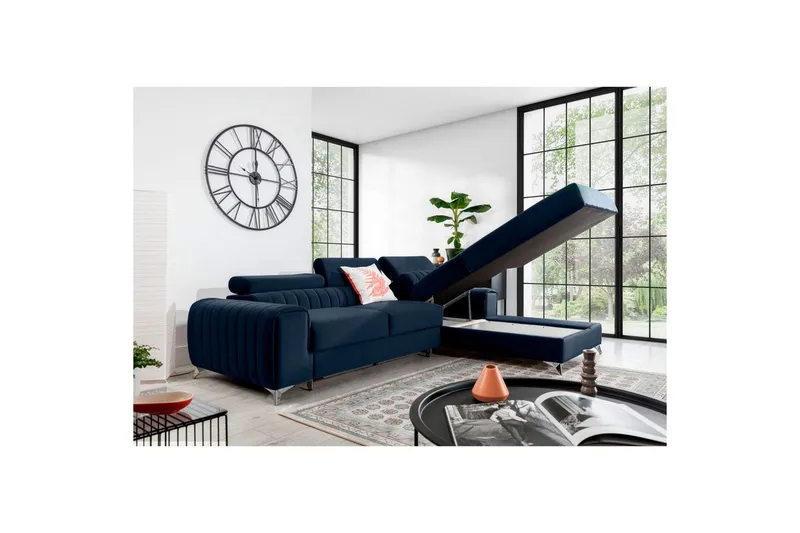 Sektionssoffa Eltap Grayson 278x205x92 cm - Monolith 79, Mörkblå, Höger - Möbler - Soffa - Bäddsoffa - Bäddsoffa divan