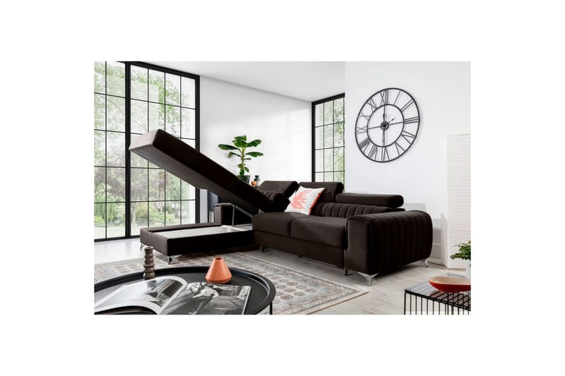 Sektionssoffa Eltap Grayson 278x205x92 cm - Nube 22, Brun, Vänster - Möbler - Soffa - Bäddsoffa - Bäddsoffa divan