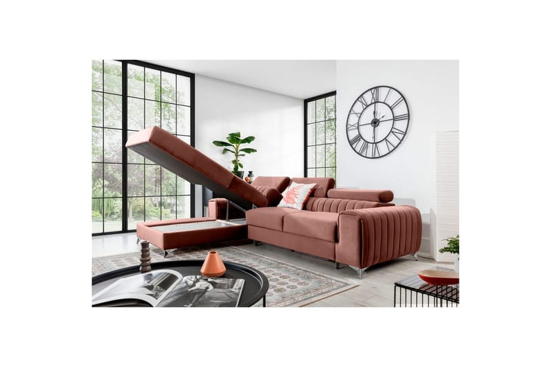 Sektionssoffa Eltap Grayson 278x205x92 cm - Nube 24, Rosa, Vänster - Möbler - Soffa - Bäddsoffa - Bäddsoffa divan