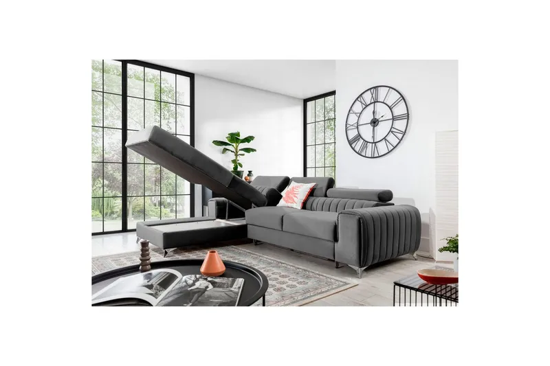 Sektionssoffa Eltap Grayson 278x205x92 cm - Nube 3, Ljusgrå, Vänster - Möbler - Soffa - Bäddsoffa - Bäddsoffa divan
