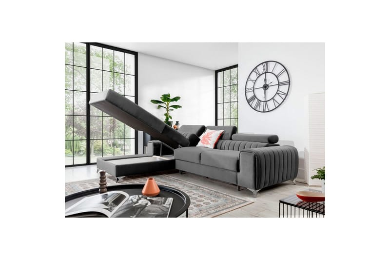 Sektionssoffa Eltap Grayson 278x205x92 cm - Nube 3, Ljusgrå, Vänster - Möbler - Soffa - Bäddsoffa - Bäddsoffa divan
