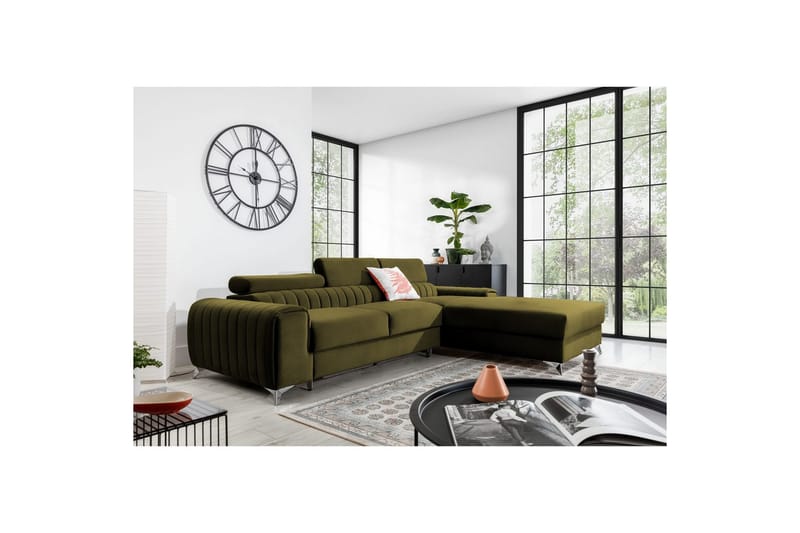 Sektionssoffa Eltap Grayson 278x205x92 cm - Nube 33, Grön, Höger - Möbler - Soffa - Bäddsoffa - Bäddsoffa divan
