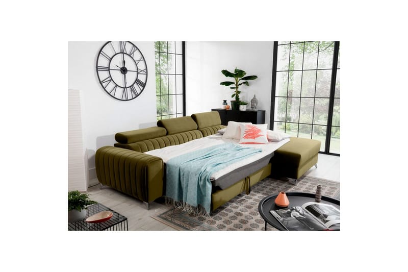 Sektionssoffa Eltap Grayson 278x205x92 cm - Nube 33, Grön, Höger - Möbler - Soffa - Bäddsoffa - Bäddsoffa divan