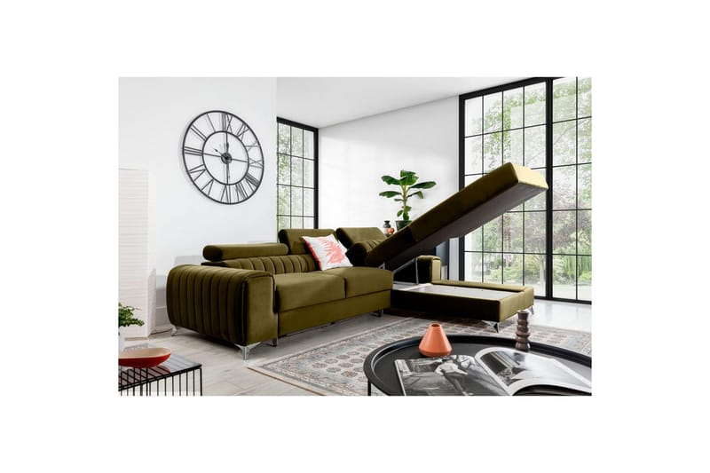 Sektionssoffa Eltap Grayson 278x205x92 cm - Nube 33, Grön, Höger - Möbler - Soffa - Bäddsoffa - Bäddsoffa divan