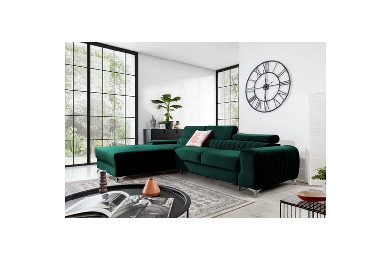 Sektionssoffa Eltap Grayson 278x205x92 cm - Nube 35, Grön, Vänster - Möbler - Soffa - Bäddsoffa - Bäddsoffa divan