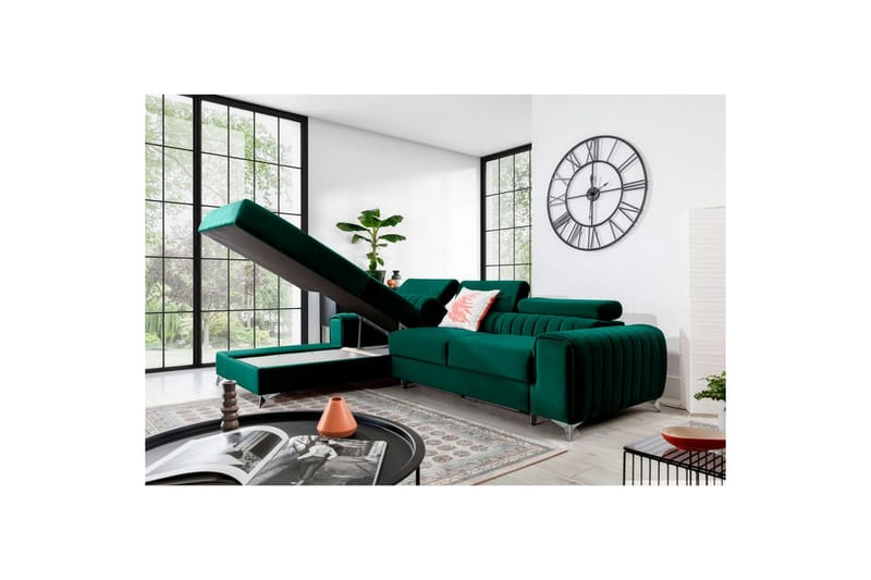 Sektionssoffa Eltap Grayson 278x205x92 cm - Nube 35, Grön, Vänster - Möbler - Soffa - Bäddsoffa - Bäddsoffa divan
