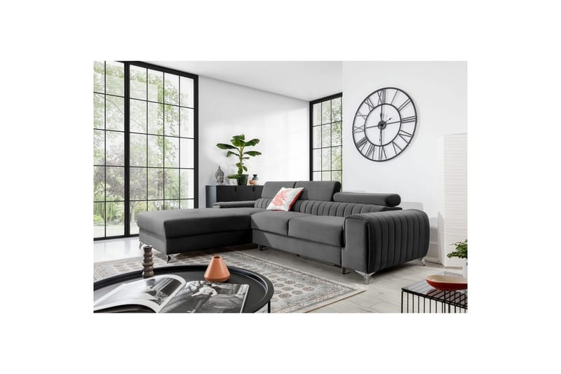 Sektionssoffa Eltap Grayson 278x205x92 cm - Nube 4, Ljusgrå, Vänster - Möbler - Soffa - Bäddsoffa - Bäddsoffa divan