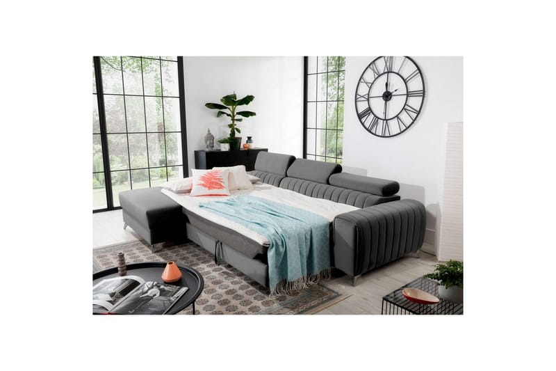 Sektionssoffa Eltap Grayson 278x205x92 cm - Nube 4, Ljusgrå, Vänster - Möbler - Soffa - Bäddsoffa - Bäddsoffa divan