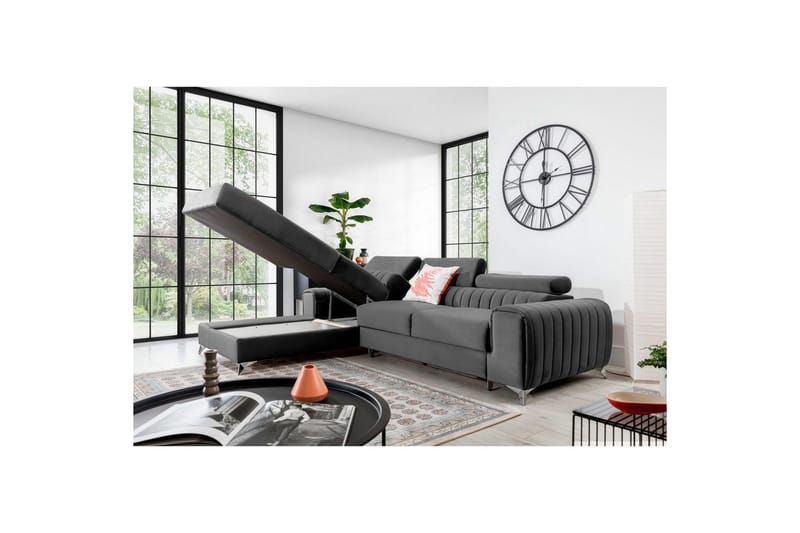 Sektionssoffa Eltap Grayson 278x205x92 cm - Nube 4, Ljusgrå, Vänster - Möbler - Soffa - Bäddsoffa - Bäddsoffa divan