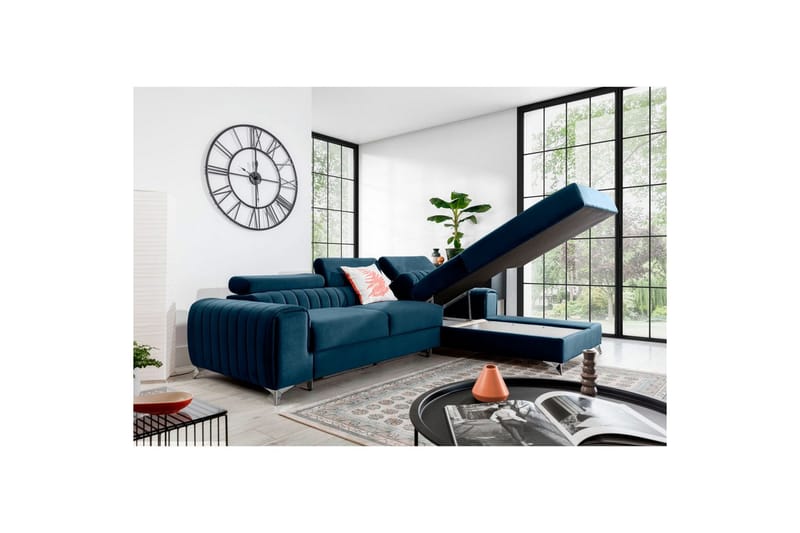 Sektionssoffa Eltap Grayson 278x205x92 cm - Nube 40, Blå, Höger - Möbler - Soffa - Bäddsoffa - Bäddsoffa divan