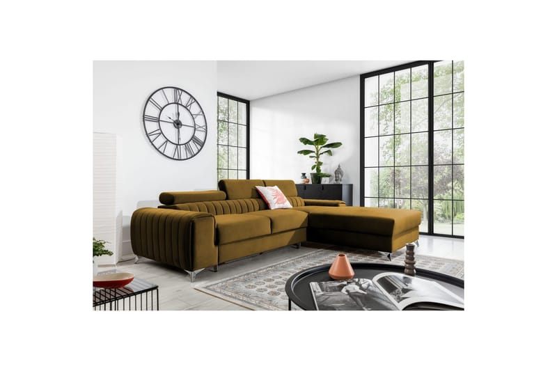 Sektionssoffa Eltap Grayson 278x205x92 cm - Nube 45, Gul, Höger - Möbler - Soffa - Bäddsoffa - Bäddsoffa divan