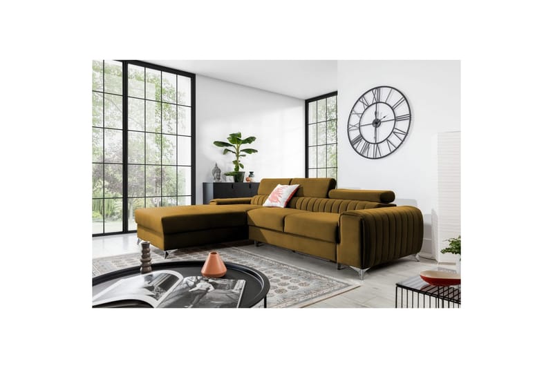 Sektionssoffa Eltap Grayson 278x205x92 cm - Nube 45, Gul, Vänster - Möbler - Soffa - Bäddsoffa - Bäddsoffa divan
