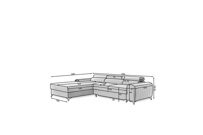 Sektionssoffa Eltap Grayson 278x205x92 cm - Sola 4, Vänster - Möbler - Soffa - Bäddsoffa - Bäddsoffa divan