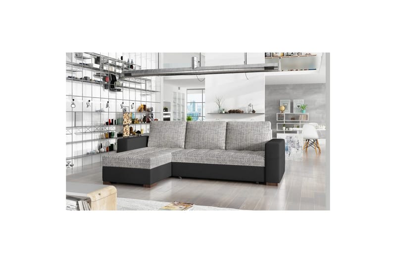 Sektionssoffa Eltap Newark 237x150x90 cm - Berlin 01, Soft 11, Grå, Svart - Möbler - Soffa - Bäddsoffa - Bäddsoffa divan