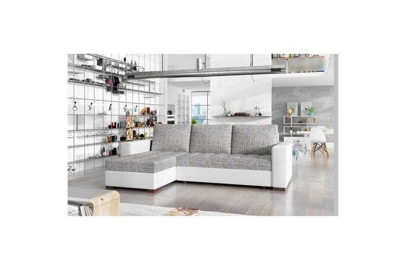 Sektionssoffa Eltap Newark 237x150x90 cm - Berlin 01, Soft 17, Grå, Vit - Möbler - Soffa - Bäddsoffa - Bäddsoffa divan