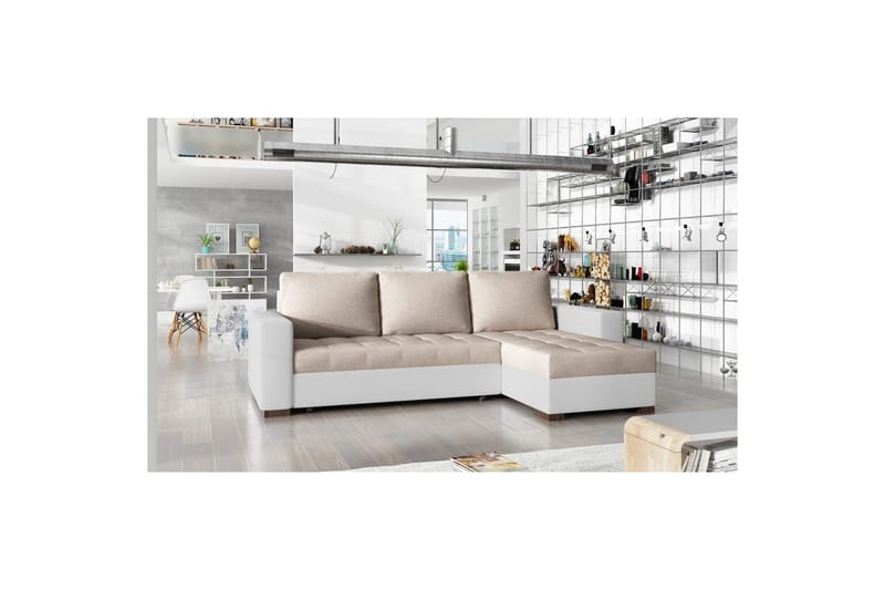 Sektionssoffa Eltap Newark 237x150x90 cm, Dora 21, Soft 17, Beige, Vit