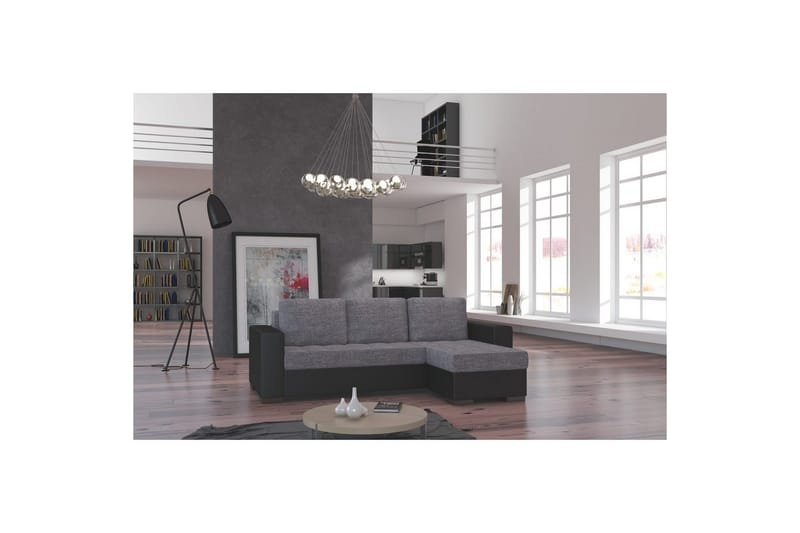 Sektionssoffa Eltap Newark 237x150x90 cm - Sawana 05, Soft 11, Grå, Svart - Möbler - Soffa - Bäddsoffa - Bäddsoffa divan