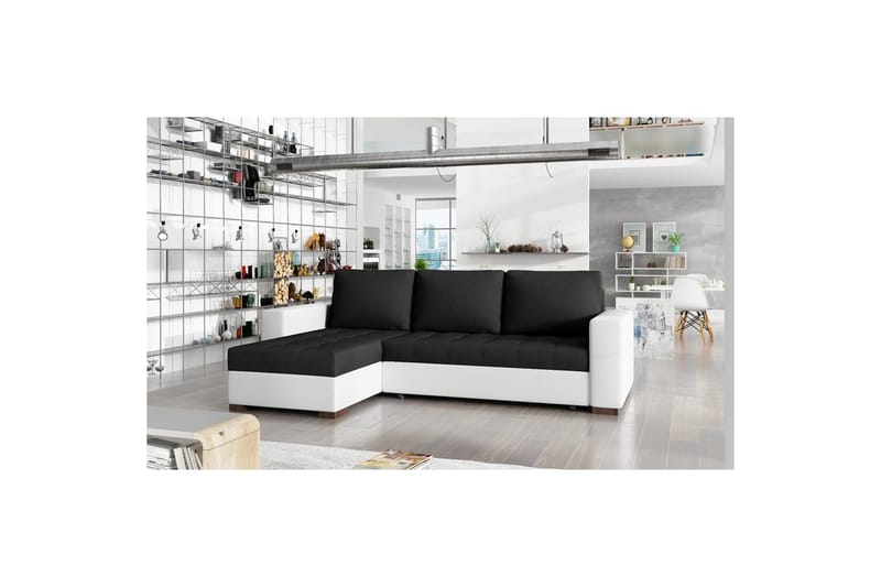 Sektionssoffa Eltap Newark 237x150x90 cm - Sawana 14, Soft 17, Svart, Vit - Möbler - Soffa - Bäddsoffa - Bäddsoffa divan