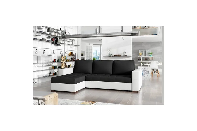 Sektionssoffa Eltap Newark 237x150x90 cm - Sawana 14, Soft 17, Svart, Vit - Möbler - Soffa - Bäddsoffa - Bäddsoffa divan