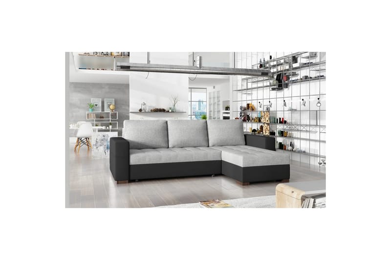 Sektionssoffa Eltap Newark 237x150x90 cm - Sawana 21, Soft 11, Grå, Svart - Möbler - Soffa - Bäddsoffa - Bäddsoffa divan