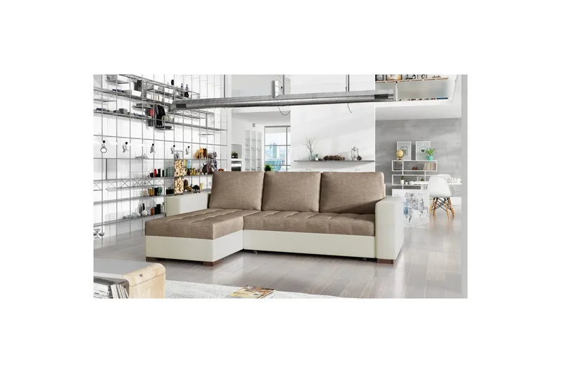 Sektionssoffa Eltap Newark 237x150x90 cm - Sawana 25, Soft 33, Brun, Beige - Möbler - Soffa - Bäddsoffa - Bäddsoffa divan