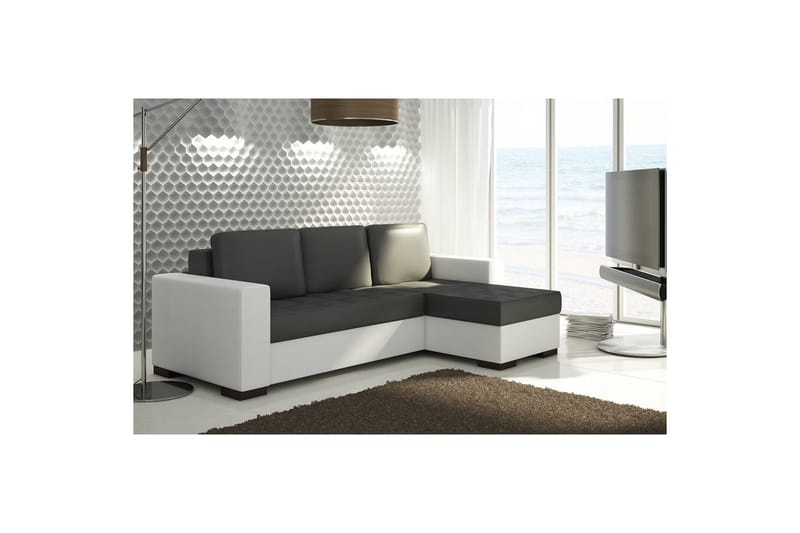Sektionssoffa Eltap Newark 237x150x90 cm - Soft 11, Soft 17, Svart, Vit - Möbler - Soffa - Bäddsoffa - Bäddsoffa divan