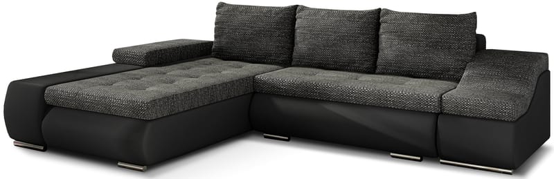 Sektionssoffa Eltap Ontario 295x200x82 cm, Berlin 02, Soft 11, Svart, Vänster