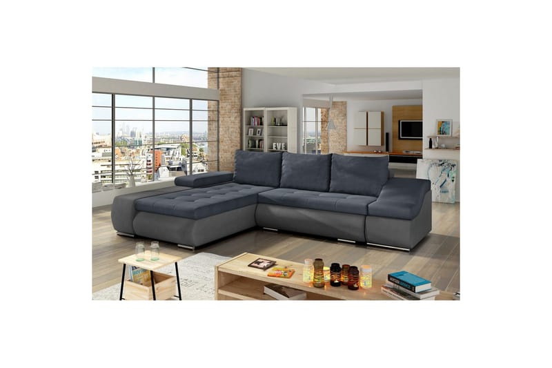 Sektionssoffa Eltap Ontario 295x200x82 cm - Soro 76, Soro 93, Blå, Grå, Vänster - Möbler - Soffa - Bäddsoffa - Bäddsoffa divan