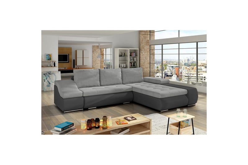 Sektionssoffa Eltap Ontario 295x200x82 cm - Soro 83, Soft 29, Vit, Grå, Höger - Möbler - Soffa - Bäddsoffa - Bäddsoffa divan