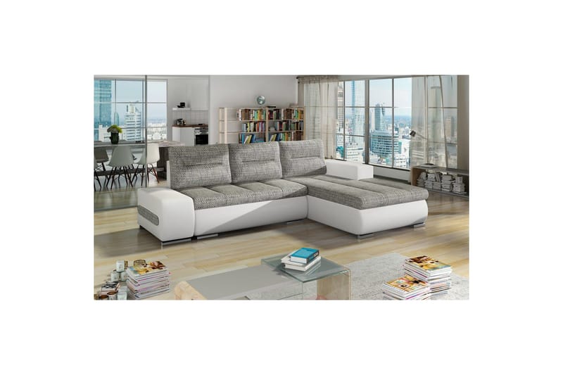 Sektionssoffa Eltap Ottavio 275x180x85 cm - Berlin 01, Soft 17, Grå, Vit, Höger - Möbler - Soffa - Bäddsoffa - Bäddsoffa divan