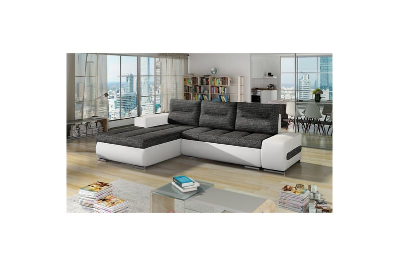 Sektionssoffa Eltap Ottavio 275x180x85 cm, Berlin 02, Soft 17, Svart, Vit, Vänster