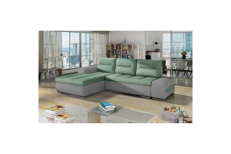 Sektionssoffa Eltap Ottavio 275x180x85 cm - Soro 34, Soro 83, Grön, Vit, Vänster - Möbler - Soffa - Bäddsoffa - Bäddsoffa divan