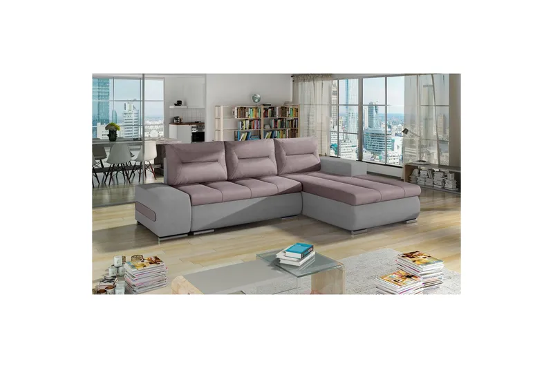 Sektionssoffa Eltap Ottavio 275x180x85 cm, Soro 61, Soro 83, Rosa, Vit, Höger