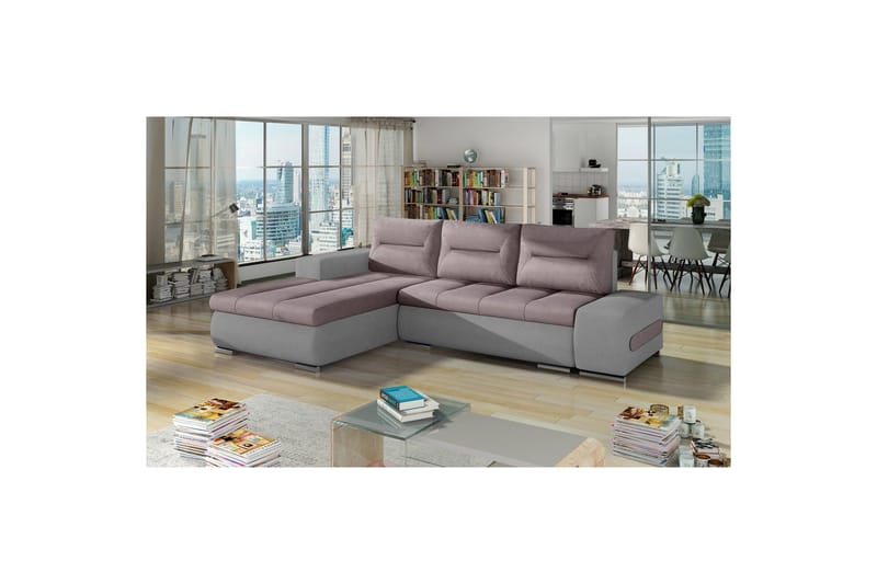 Sektionssoffa Eltap Ottavio 275x180x85 cm, Soro 61, Soro 83, Rosa, Vit, Vänster