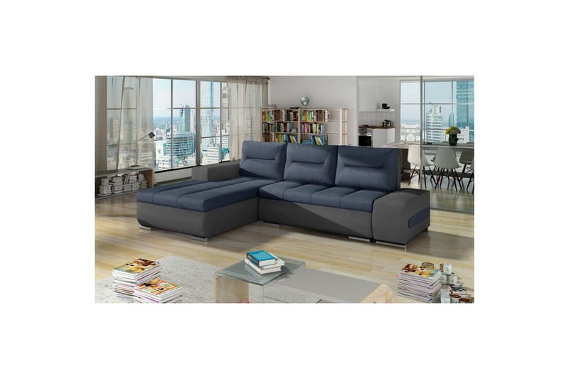 Sektionssoffa Eltap Ottavio 275x180x85 cm, Soro 76, Soro 93, Blå, Grå, Vänster